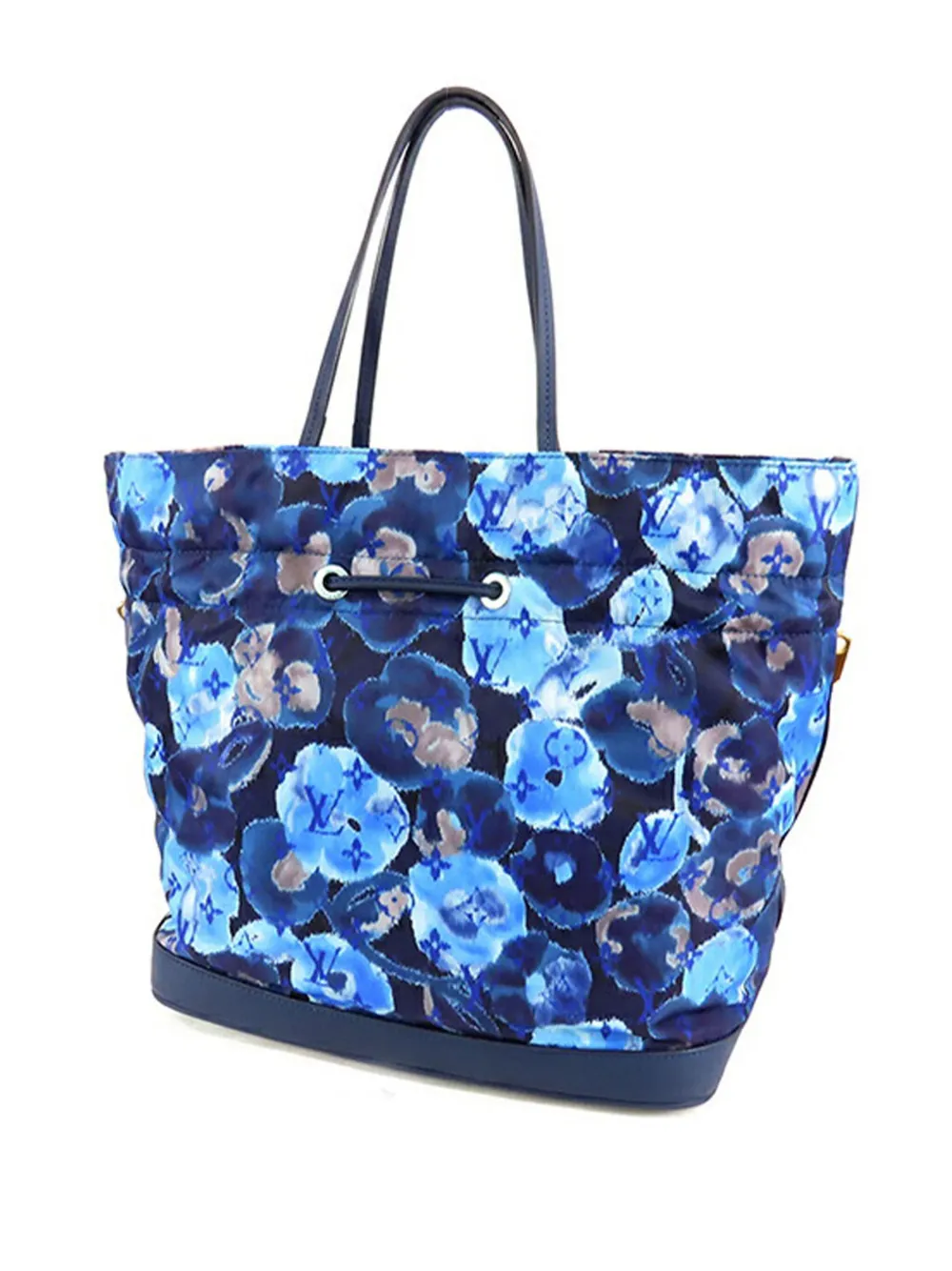 Pre-owned Louis Vuitton 2013 Limited Edition Monogram Nylon Ikat Noefull Mm Bucket Bag In Blue