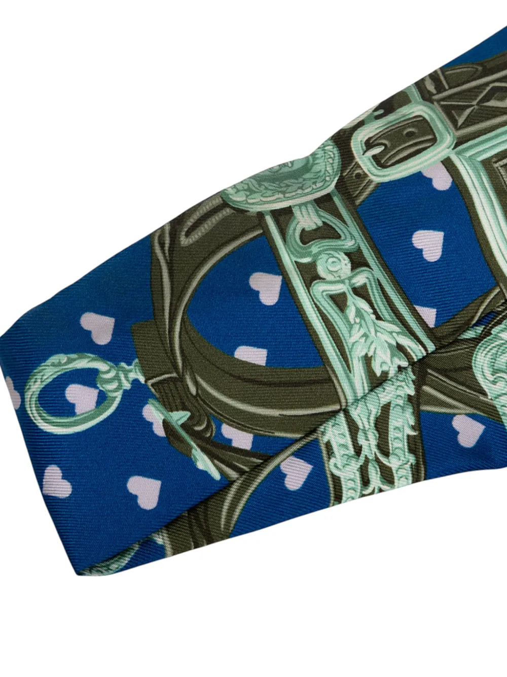 Pre-owned Hermes 1999-2007 Brides De Gala Love Silk Twilly Scarf Scarves In Blue