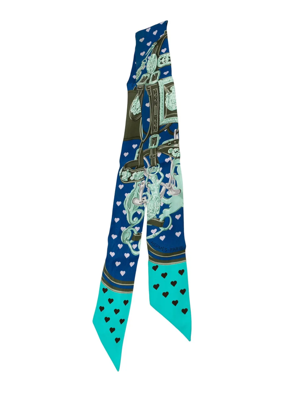 Pre-owned Hermes 1999-2007 Brides De Gala Love Silk Twilly Scarf Scarves In Blue