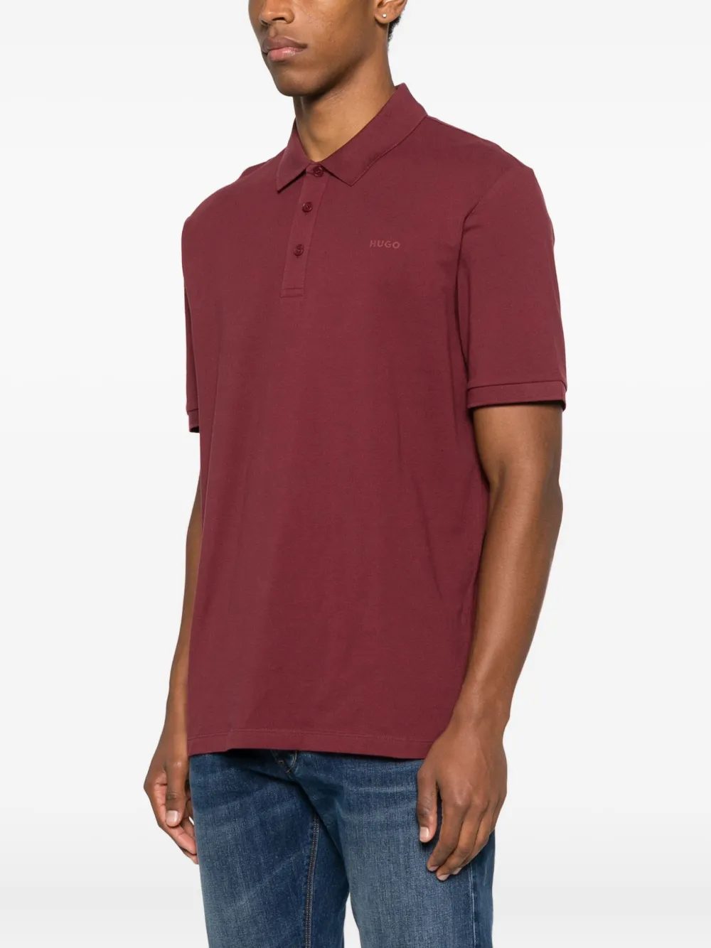 HUGO Donos poloshirt met logodetail Rood
