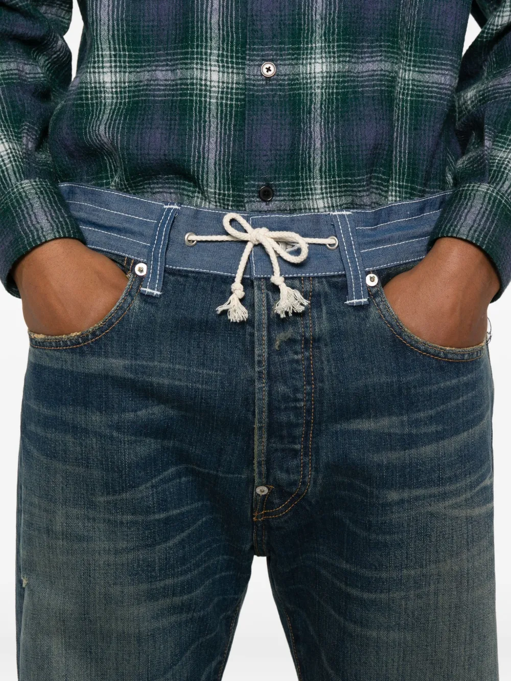 Junya Watanabe MAN x Levi's jeans met trekkoord Blauw