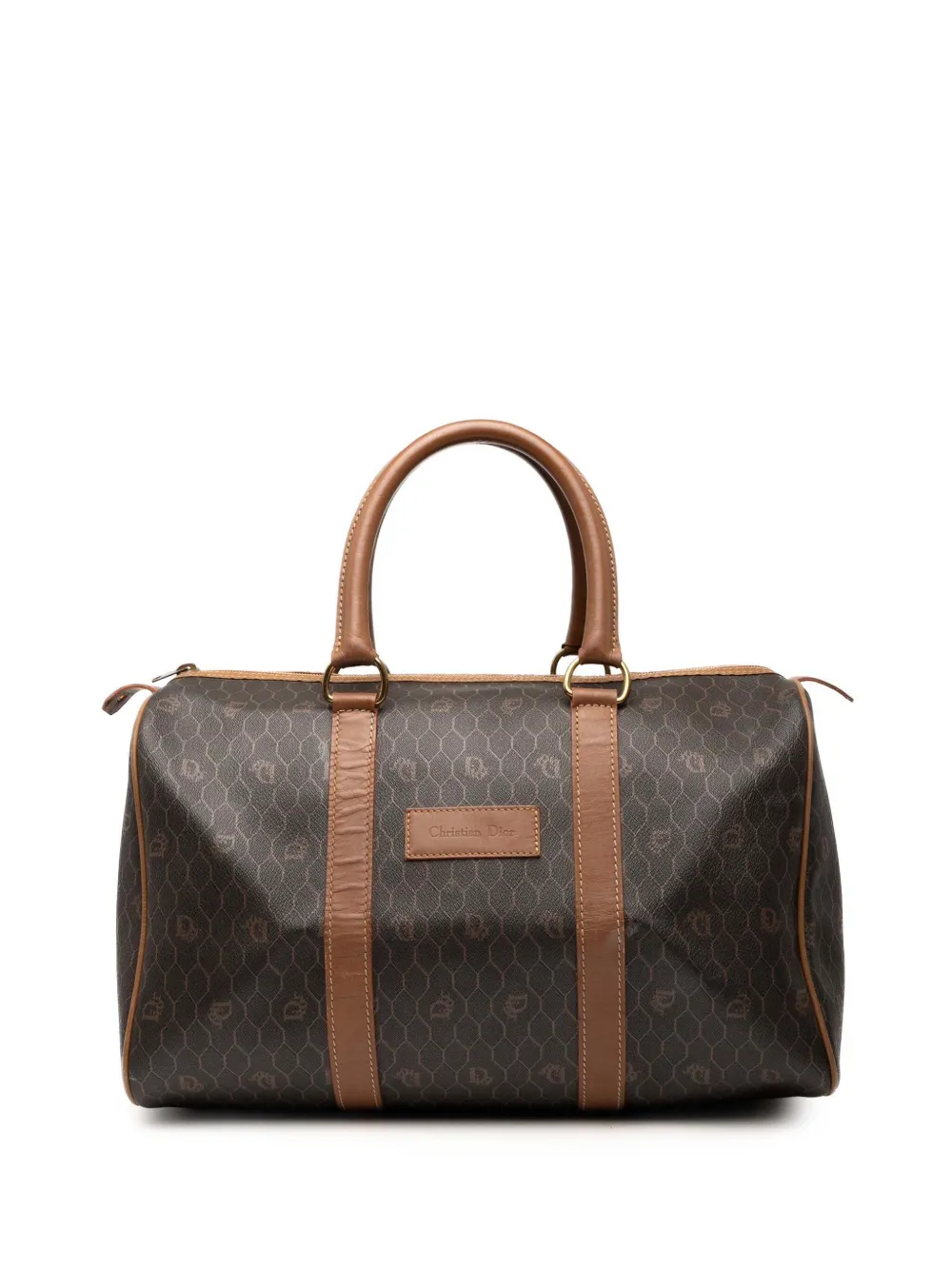 Christian Dior Pre-Owned 20th Century ハニカム コーテッドキャンバス ボストンバッグ - ブラック