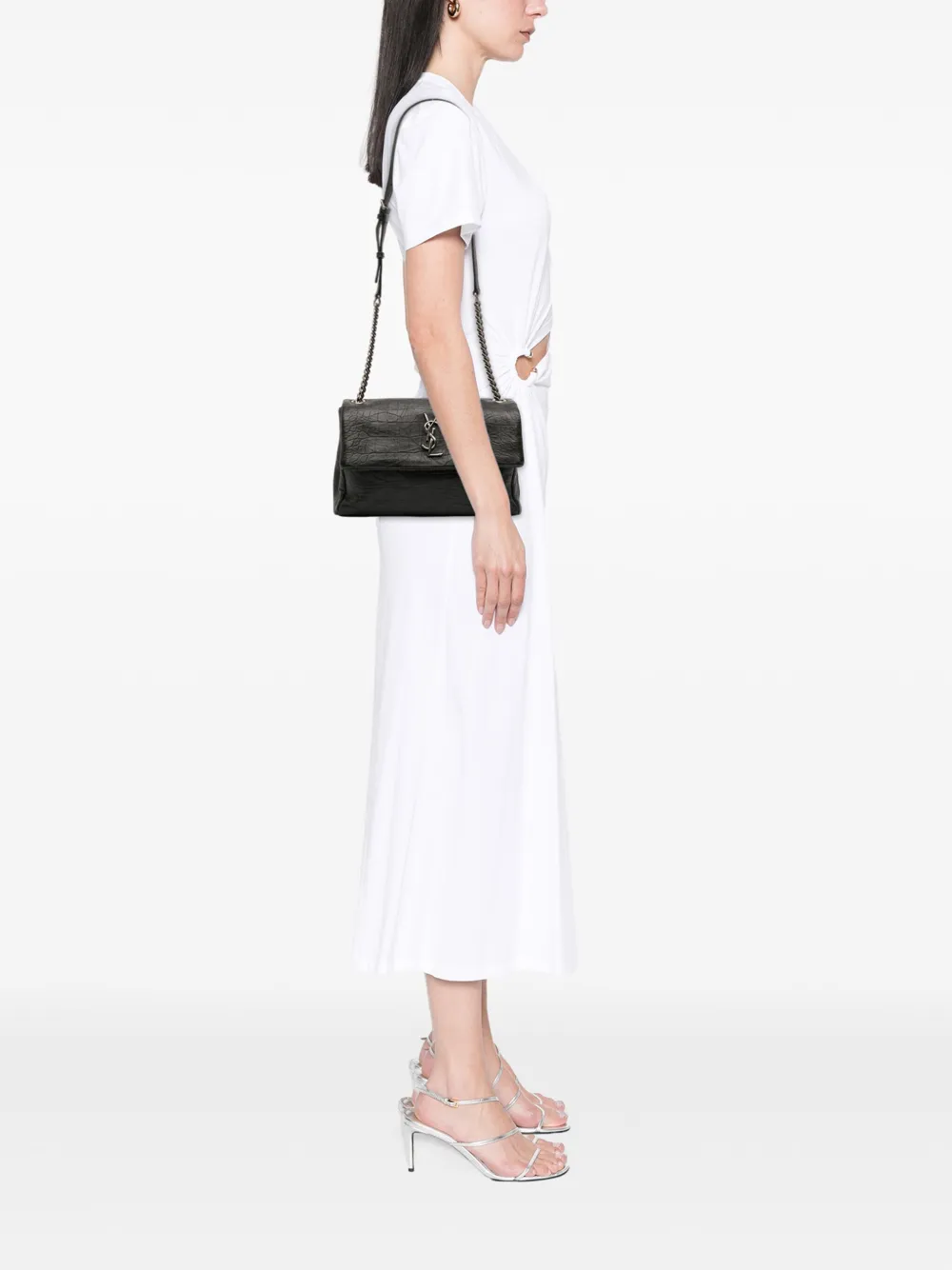 Saint Laurent Pre-Owned 2019 Medium Croc Embossed Calfskin Monogram West Hollywood crossbody bag | Pre-Owned | Image 2