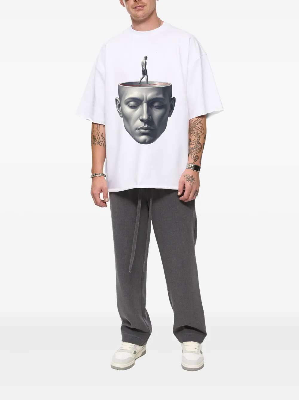 HAMZA Serenity T-shirt met grafische print - Wit