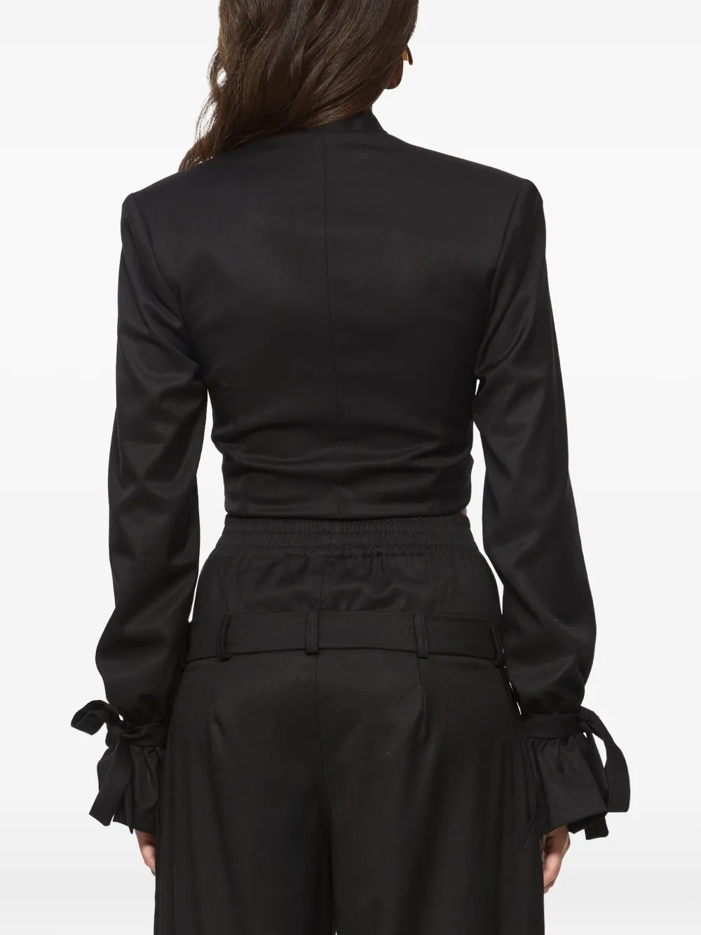 HAMZA Kyoto wikkeljack met strikdetail Zwart