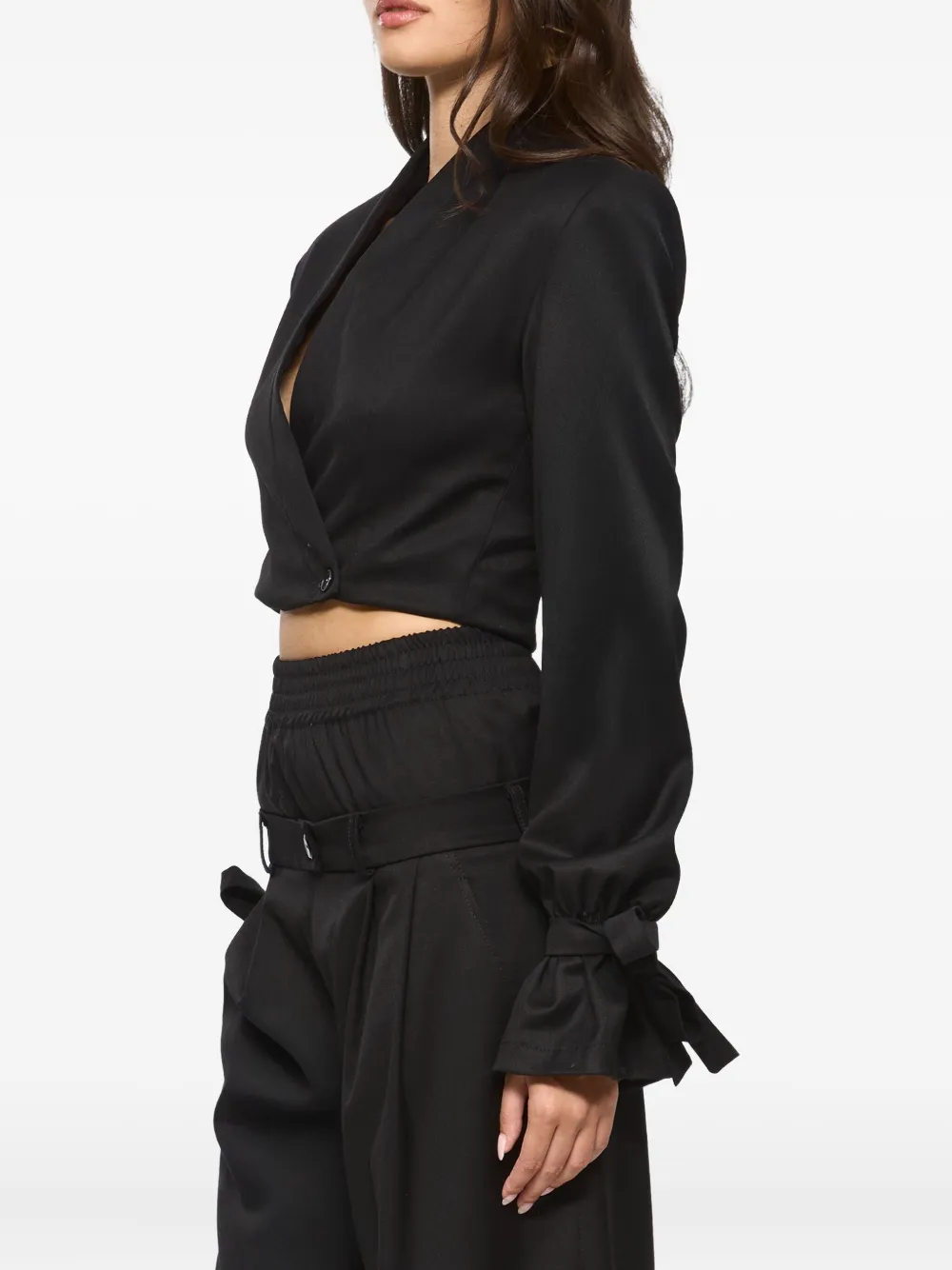 HAMZA Kyoto wikkeljack met strikdetail Zwart