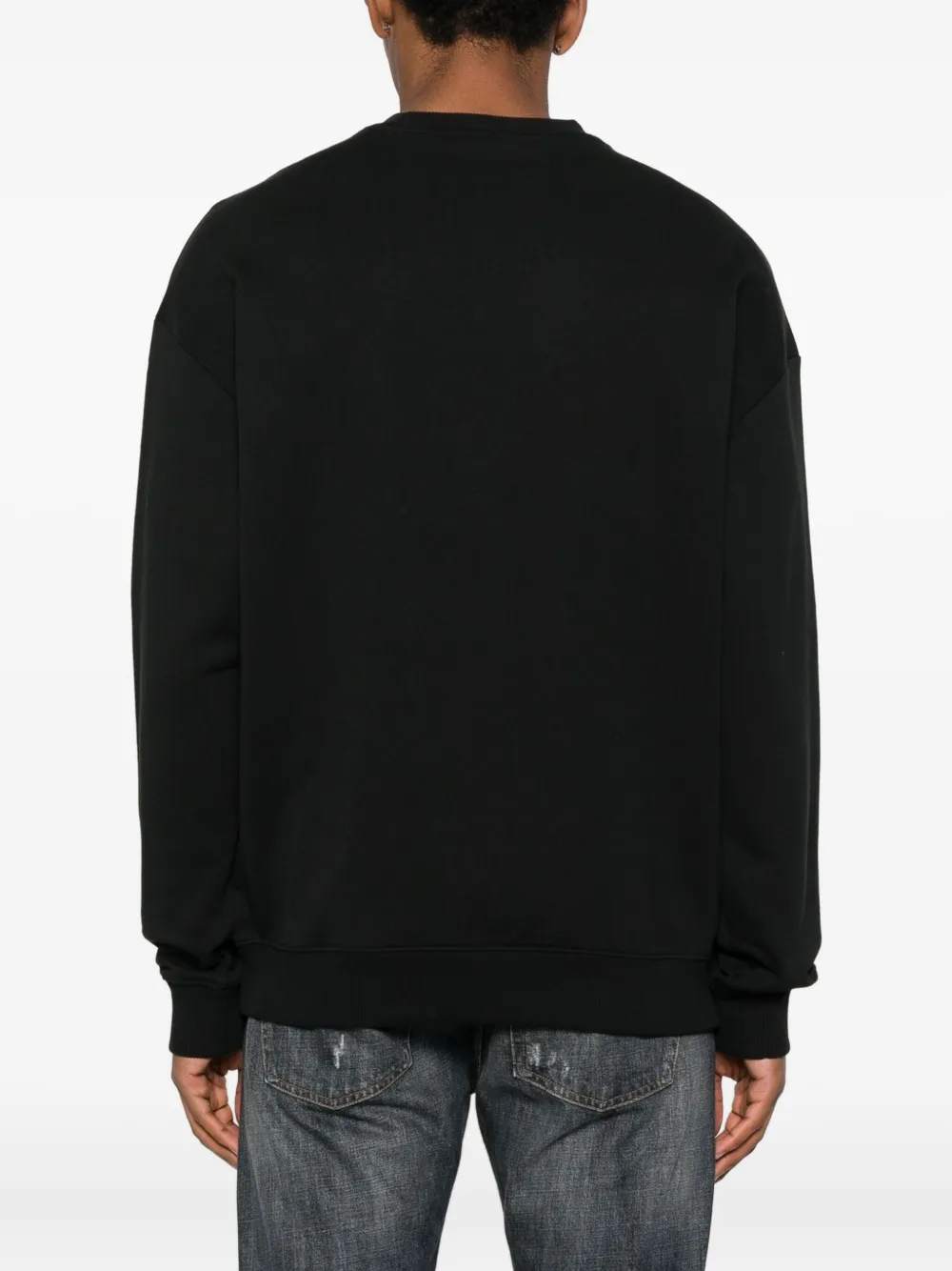 HUGO Sweater met ronde hals en grafische print Zwart