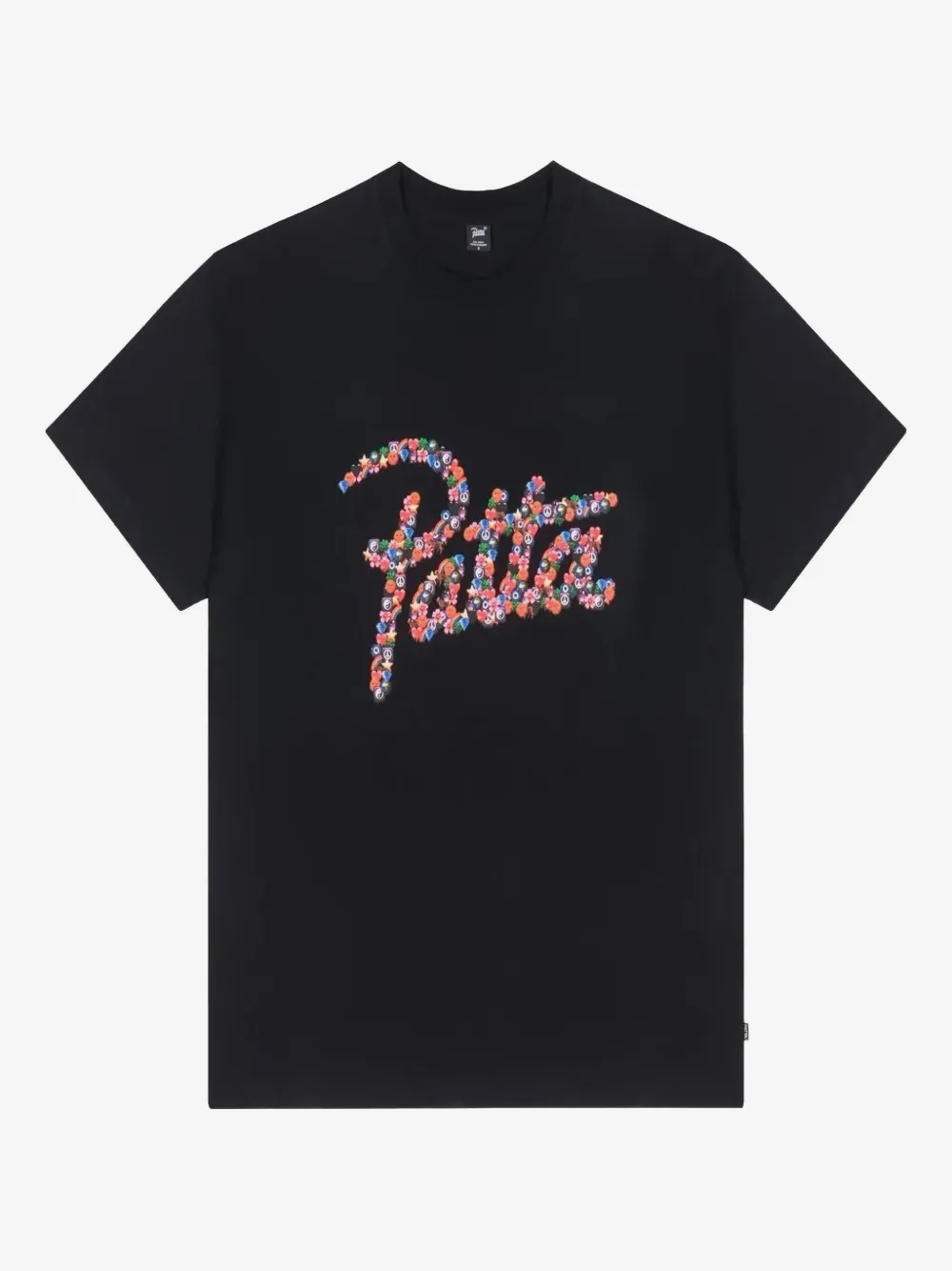PATTA 花卉logo T恤 | 黑色 | Image 1
