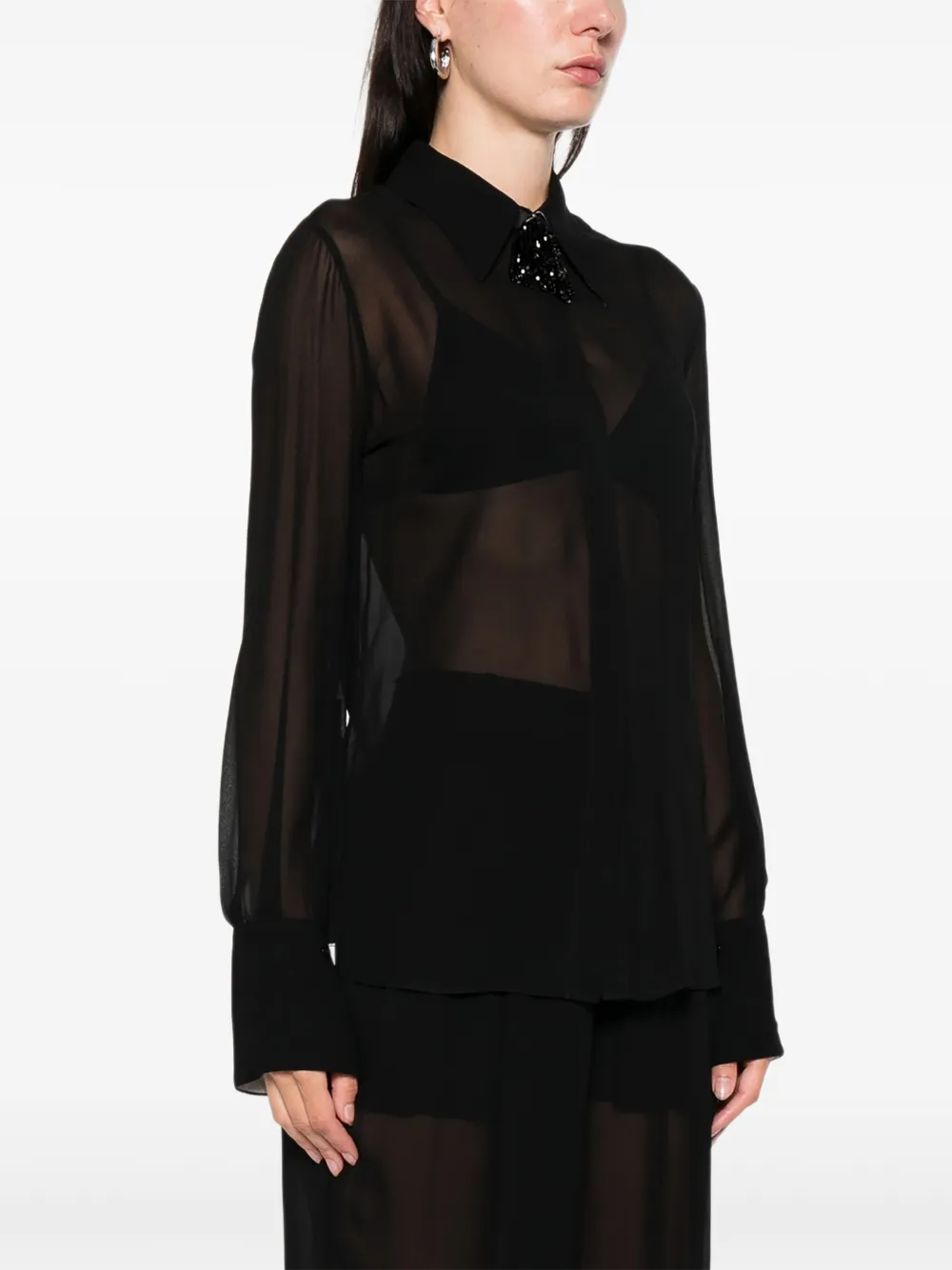 SIMONA CORSELLINI Blouse met kralen en vlak Zwart