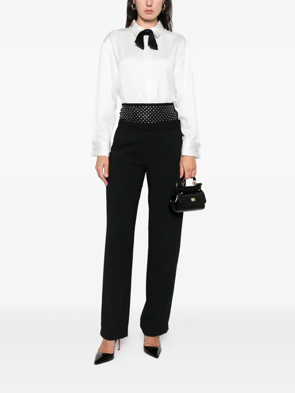 SIMONA CORSELLINI Verfraaide broek - Zwart