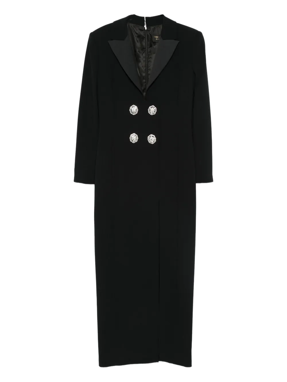SIMONA CORSELLINI lapel-embellished maxi dress - Black