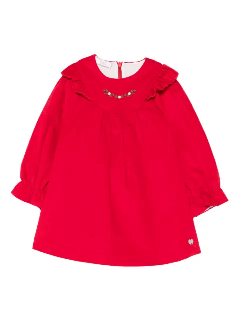 Paz Rodriguez vestido bordado con volantes