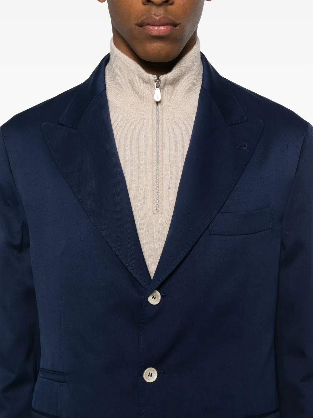 Brunello Cucinelli Pak met gekerfde revers Blauw