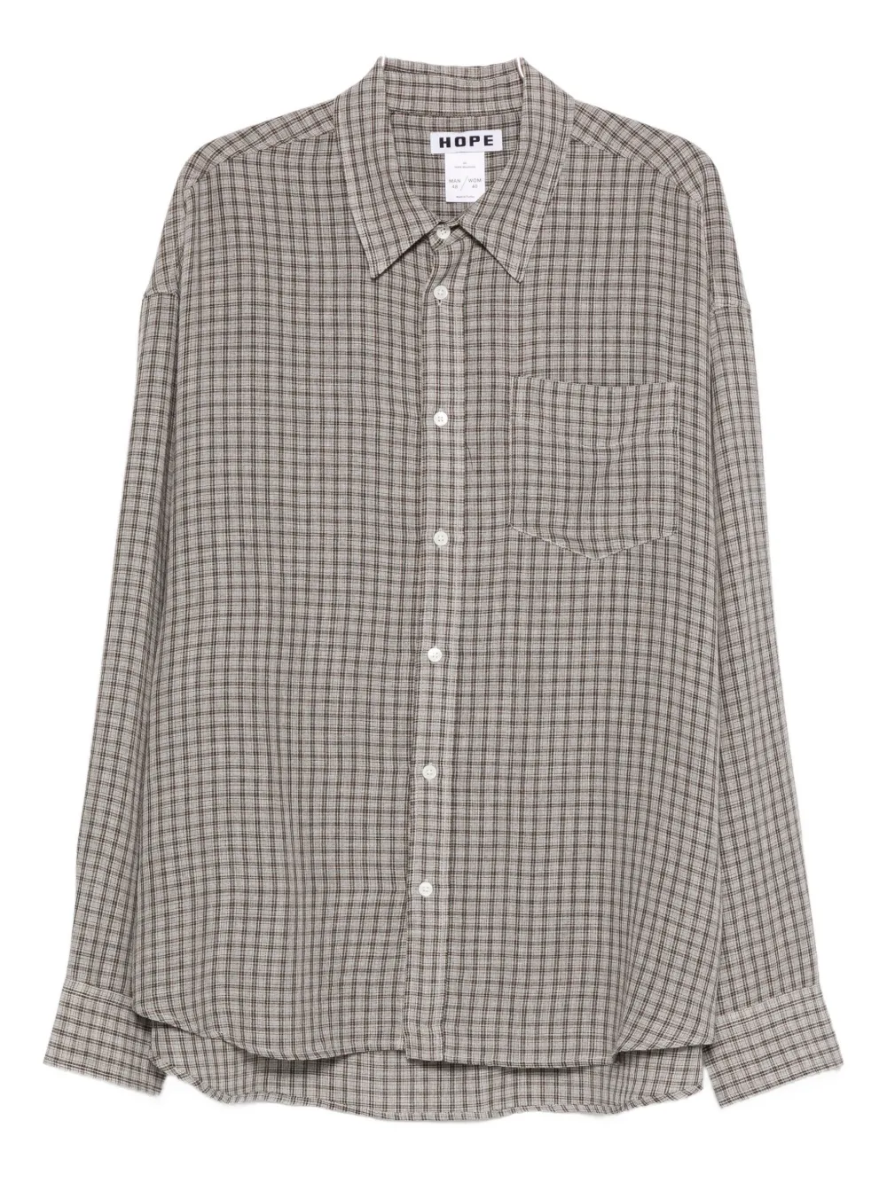 Hope Room checked patch-pocket shirt - グレー