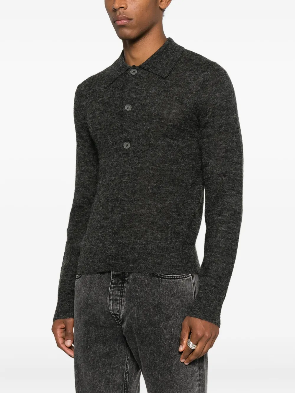 Hope Proper Button Sweater In Gray