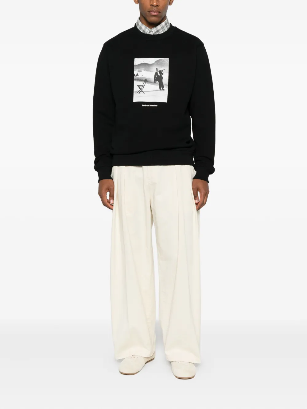 Drôle De Monsieur ice skating waiter sweatshirt - Zwart
