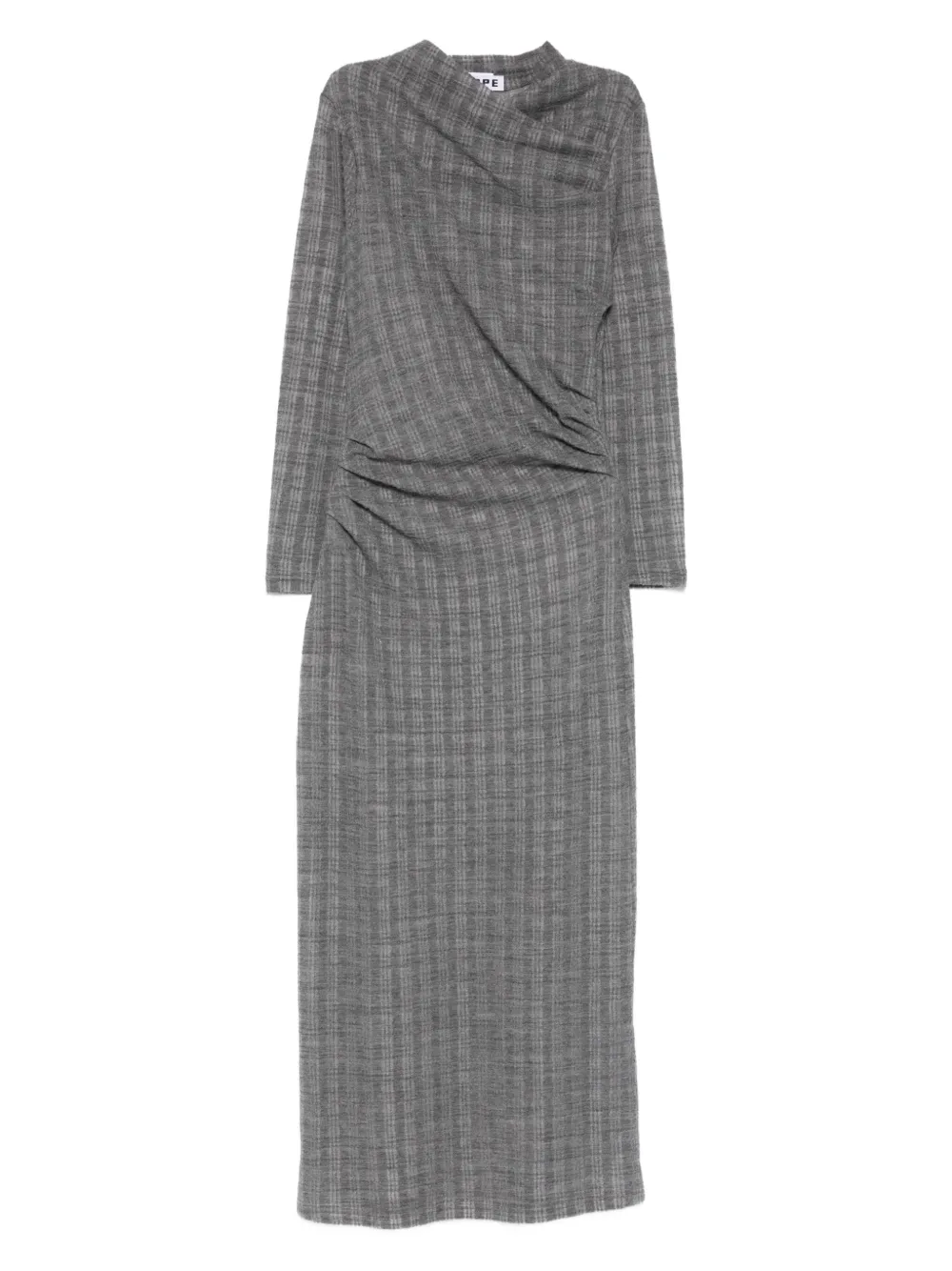 Hope Nova Ruched Checked Maxi Dress In Orange