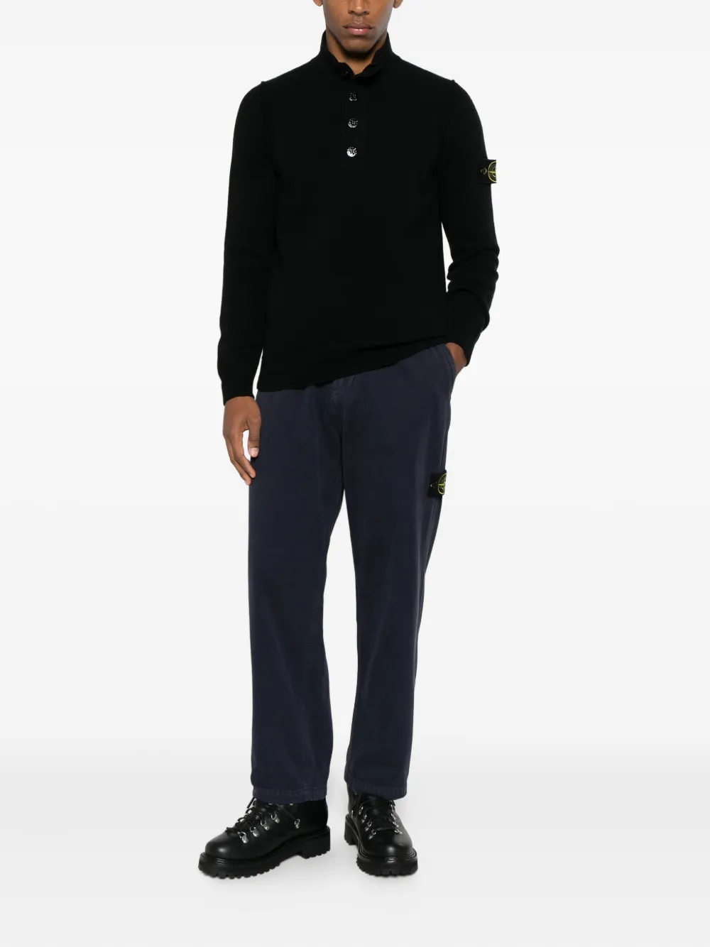 Stone Island buttoned polo shirt - Zwart