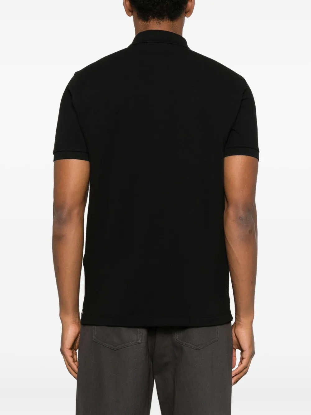 Stone Island Short-sleeve Patch Polo Shirt In Black