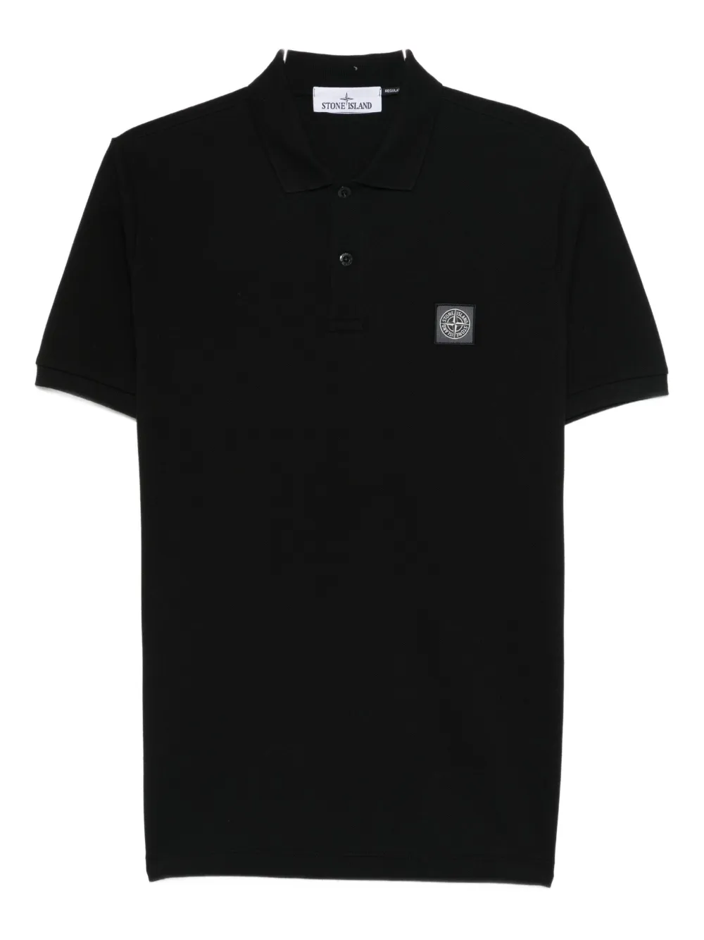 Stone Island Short-sleeve Patch Polo Shirt In Black