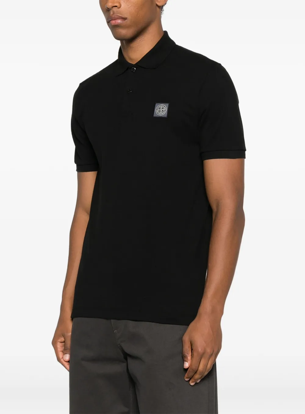 Stone Island Poloshirt met patch en korte mouwen Zwart
