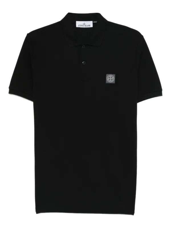 Stone Island 2200011 50/2 Organic Cotton Piqué Polo Shirt in Black