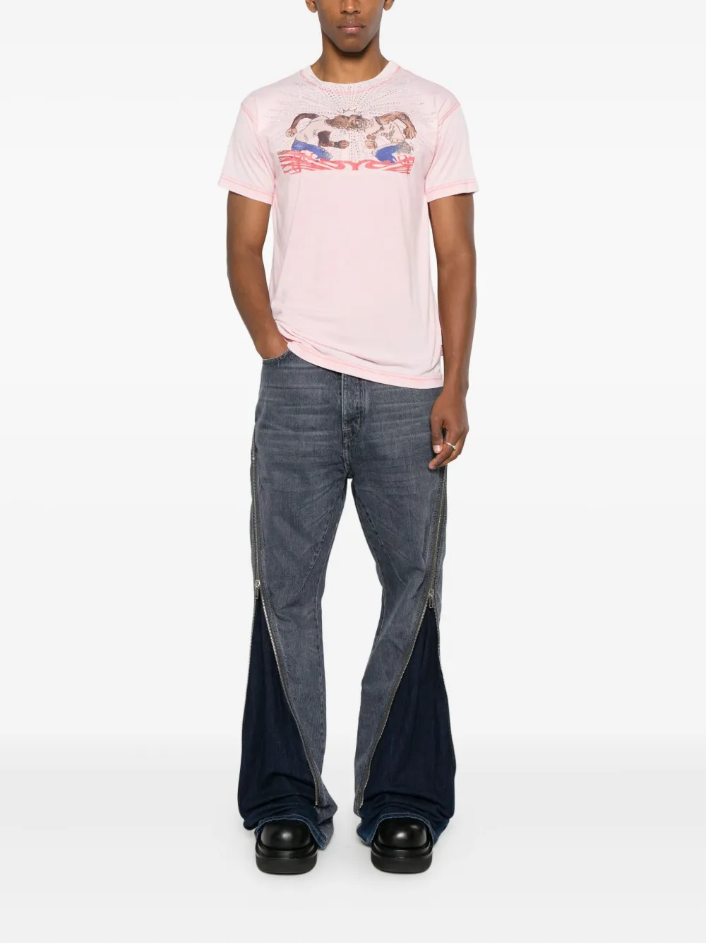 Diesel T-norm-t15 Graphic-print T-shirt In Pink