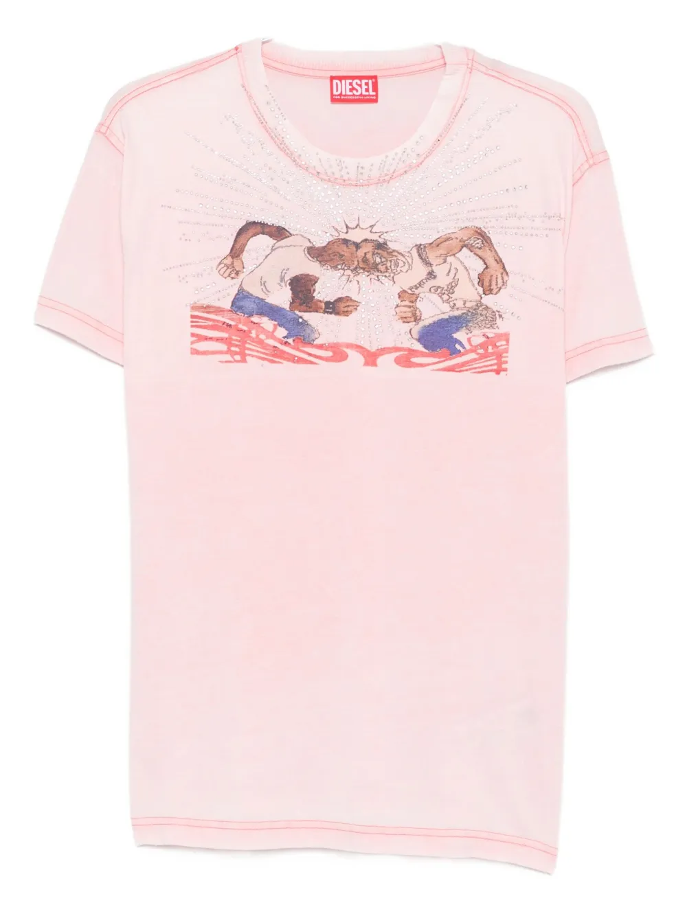 Diesel T-norm-t15 Graphic-print T-shirt In Pink
