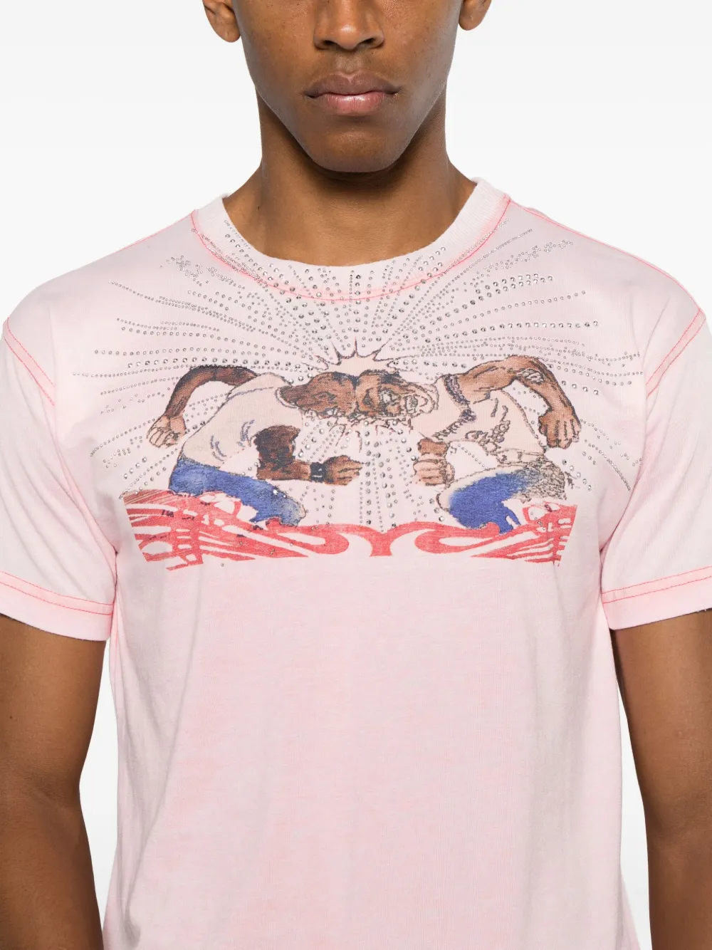 Diesel T-norm-t15 Graphic-print T-shirt In Pink