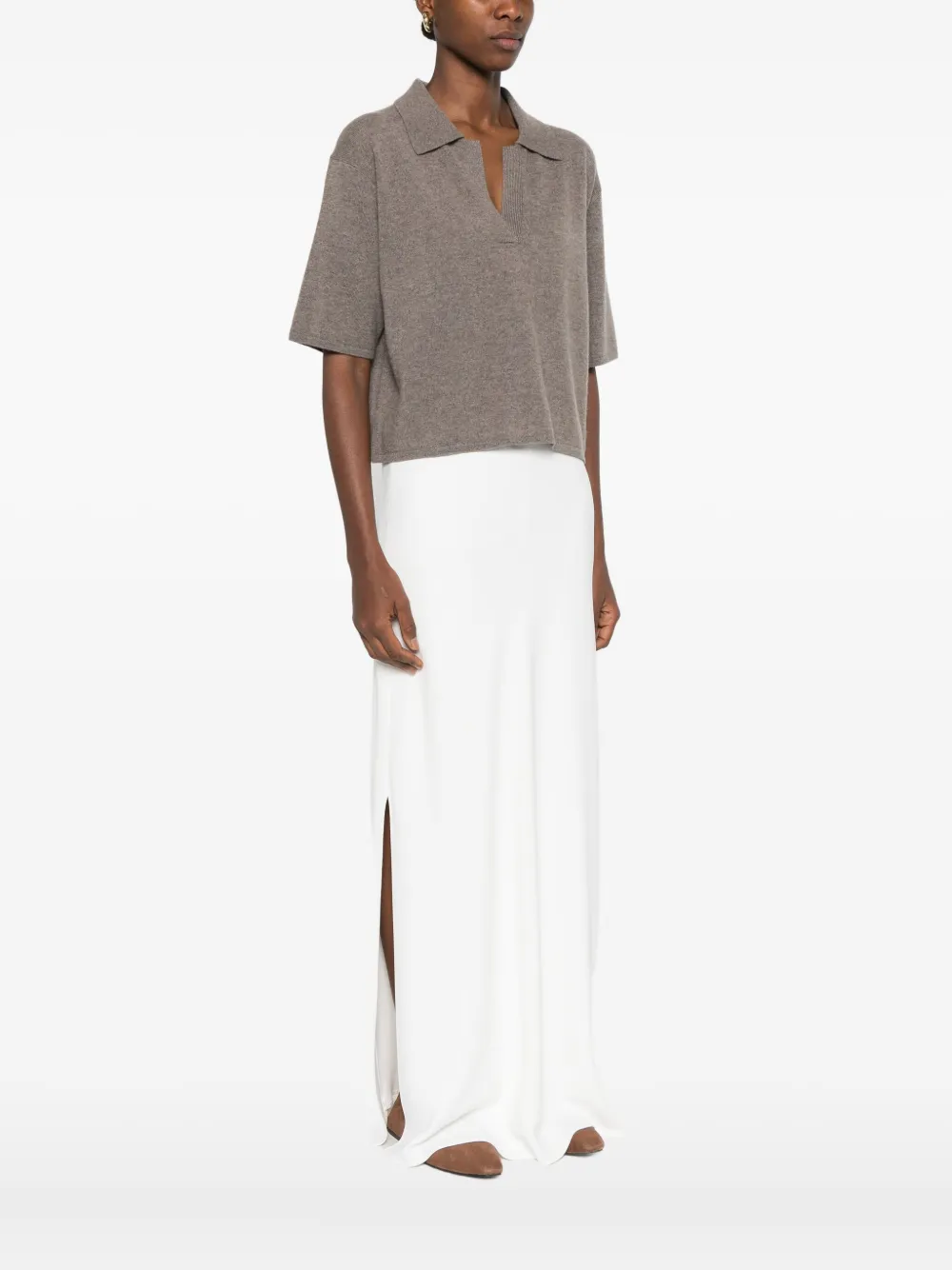 Lisa Yang Neela Collared T-shirt In Brown