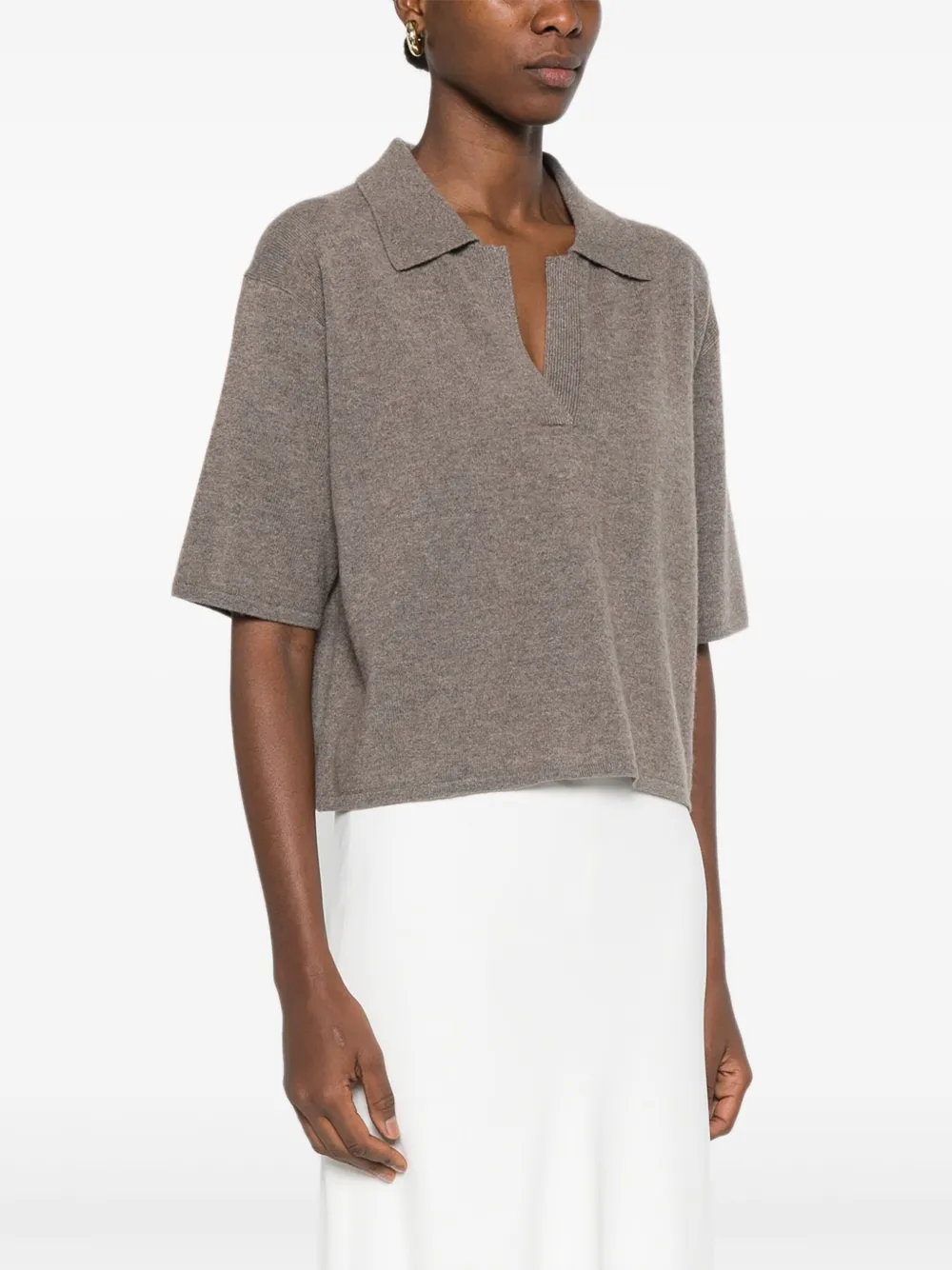 Lisa Yang Neela T-shirt met kraag Bruin