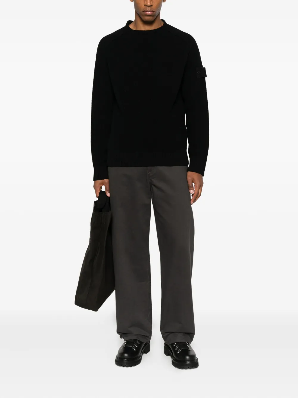 Stone Island badge cardigan - Zwart