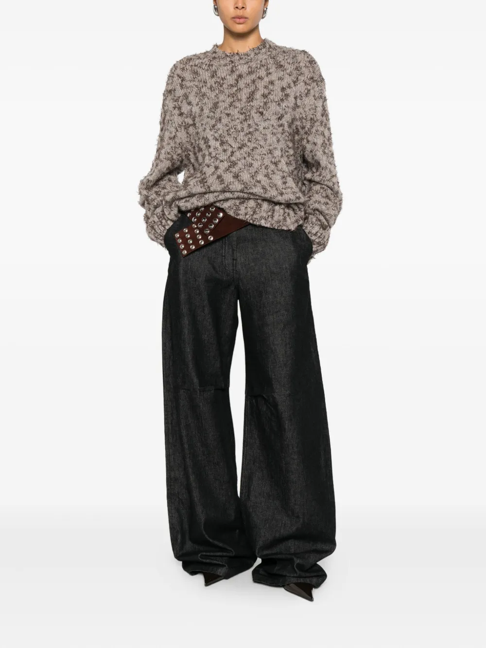 Hope Leo Spotted-pattern Sweater In Brown