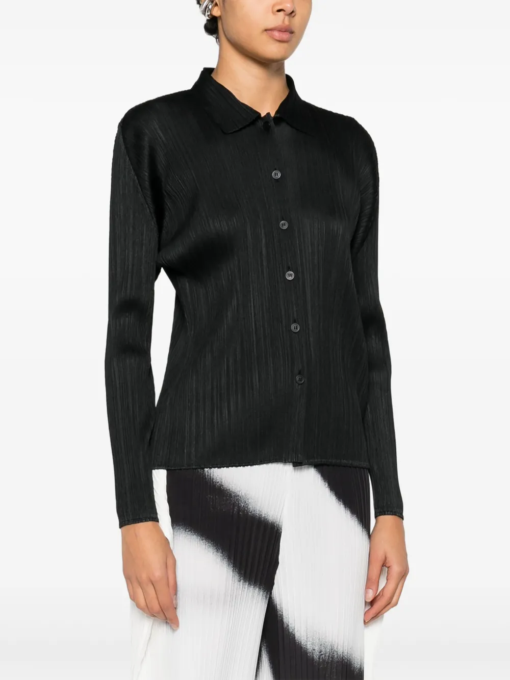 Issey Miyake Basics blouse met knopen Zwart