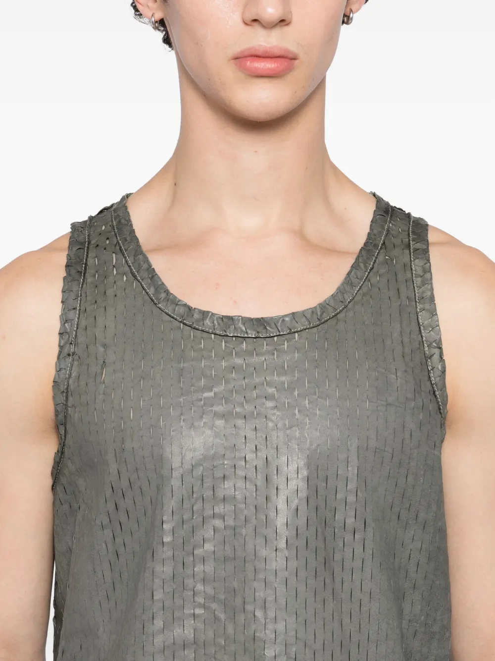 Carol Christian Poell Geperforeerde leren tanktop Grijs