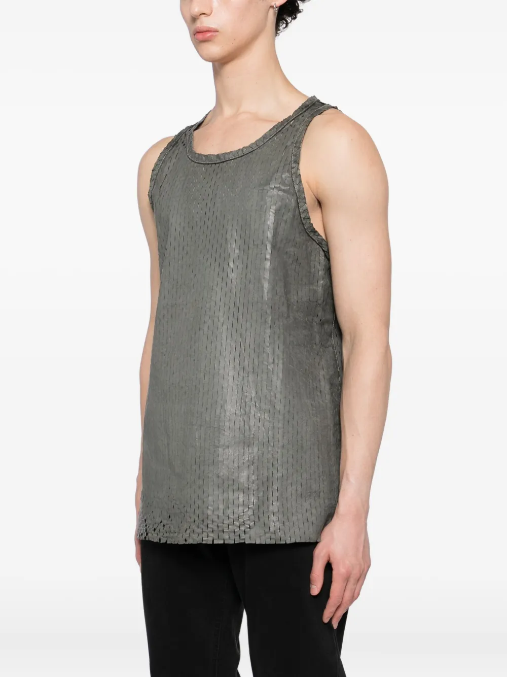 Carol Christian Poell Geperforeerde leren tanktop Grijs