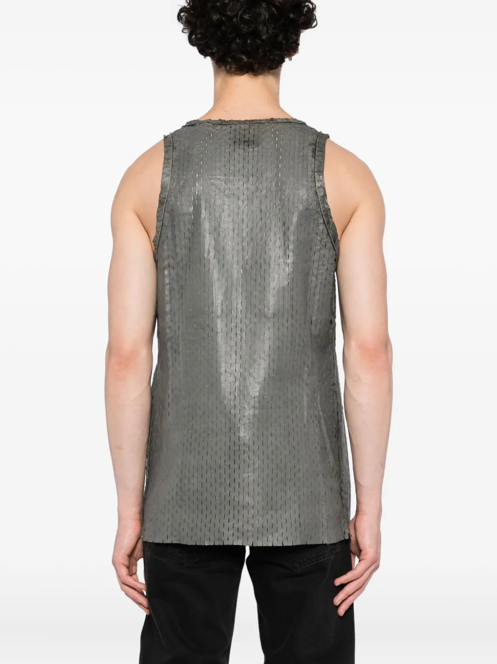 Carol Christian Poell Geperforeerde leren tanktop Grijs