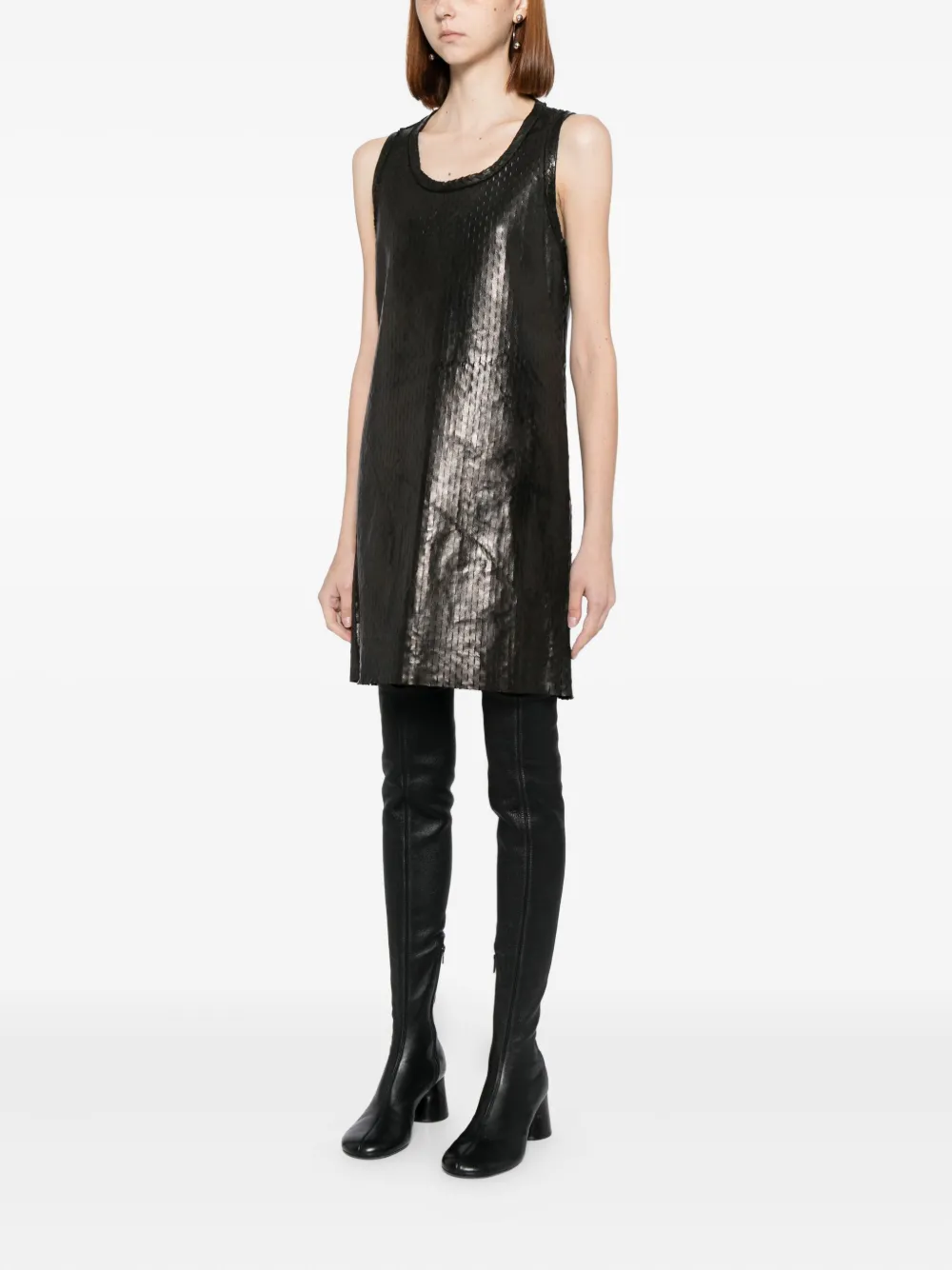 Carol Christian Poell Kleid Aus Leder Mit Lochmuster In Black