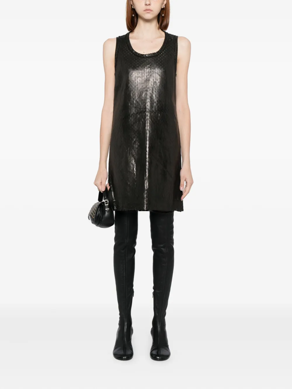 Carol Christian Poell Geperforeerde leren jurk - Zwart