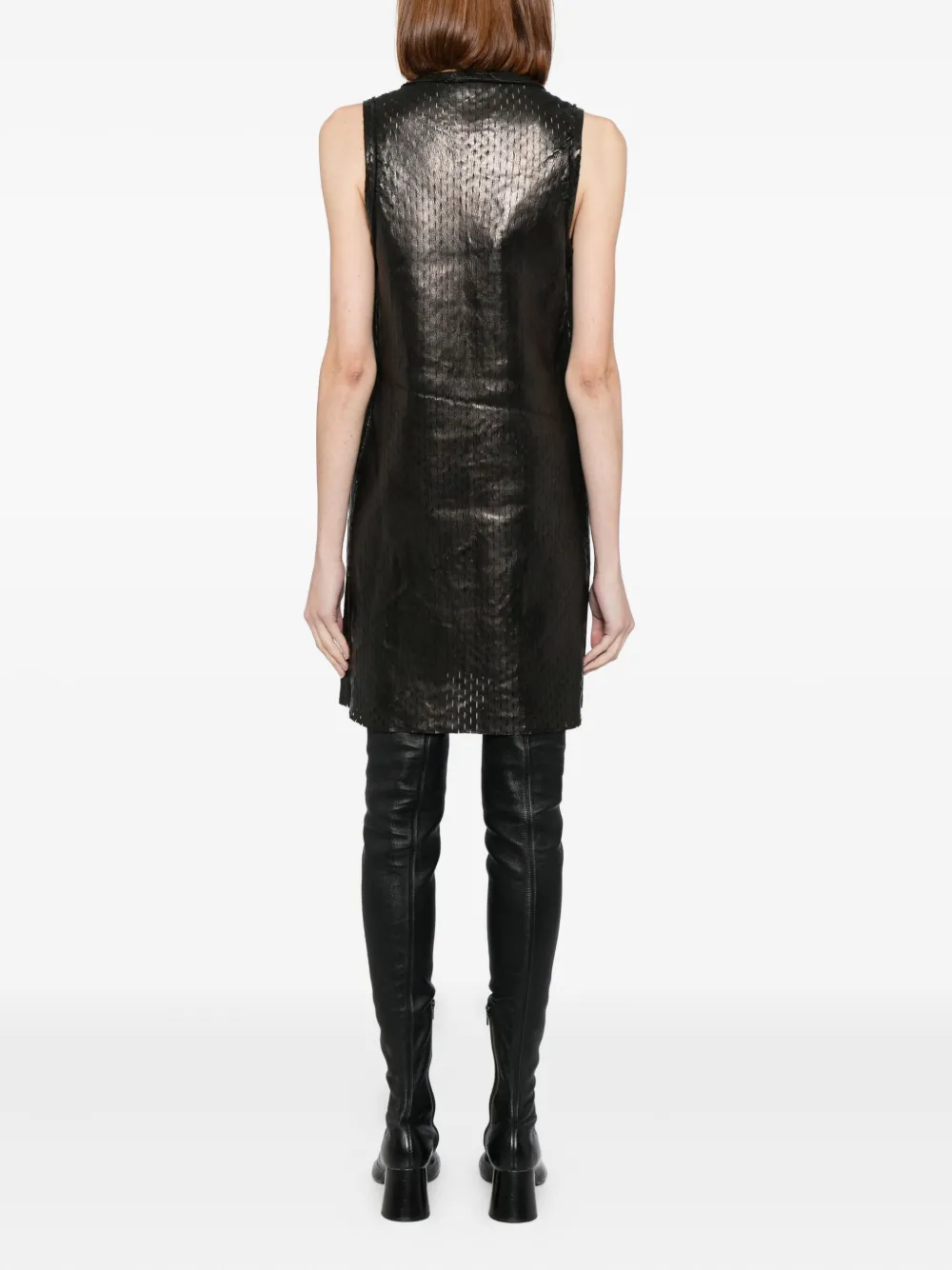 Carol Christian Poell Kleid Aus Leder Mit Lochmuster In Black