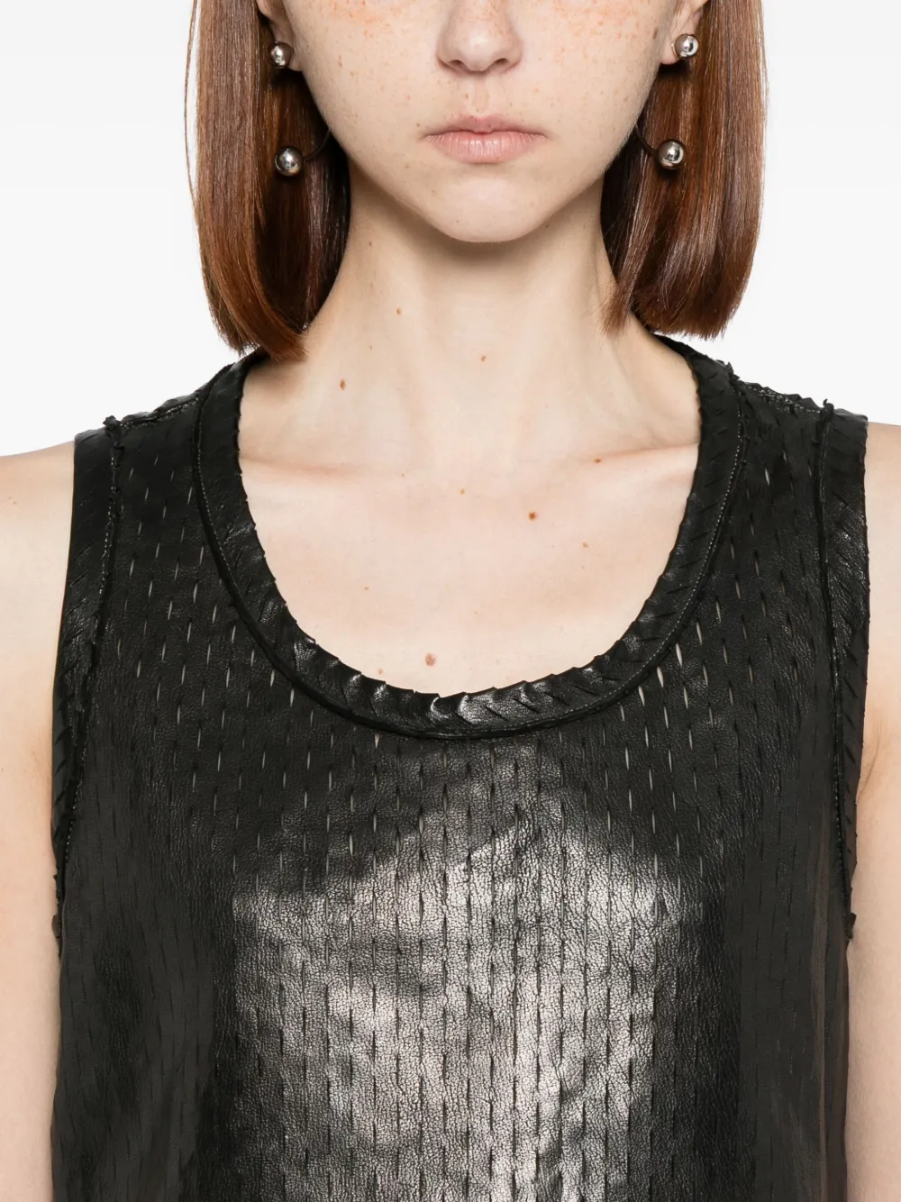 Carol Christian Poell Kleid Aus Leder Mit Lochmuster In Black