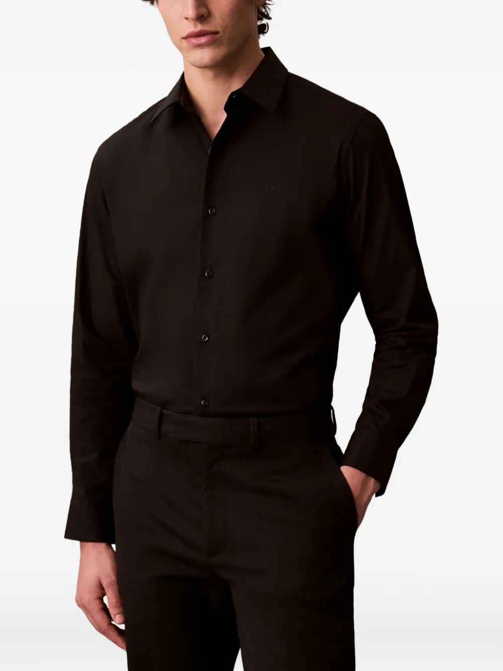 Calvin Klein Long-sleeved Shirt In Black