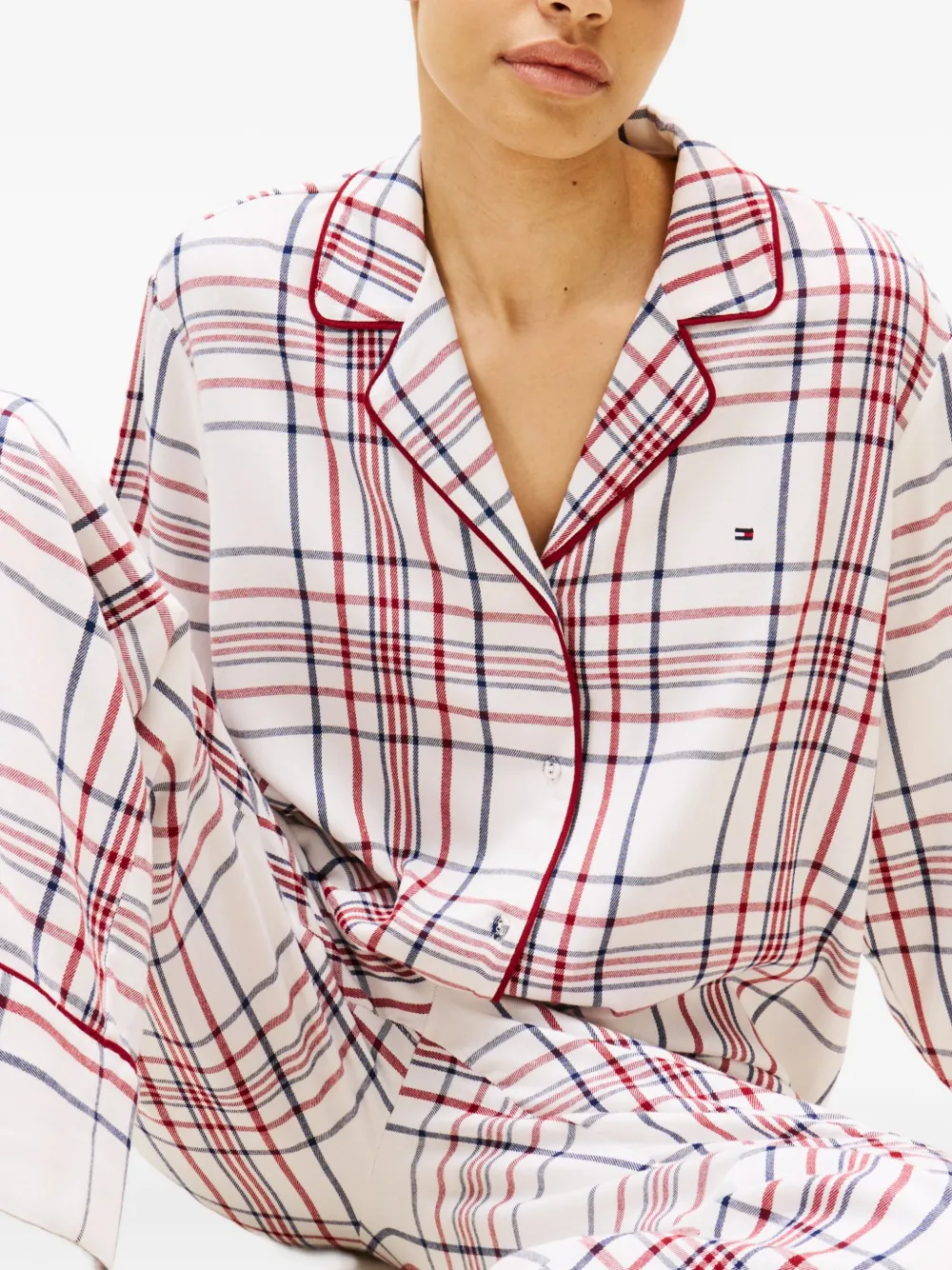 Tommy Hilfiger Plaid-pattern Pyjama Set In White