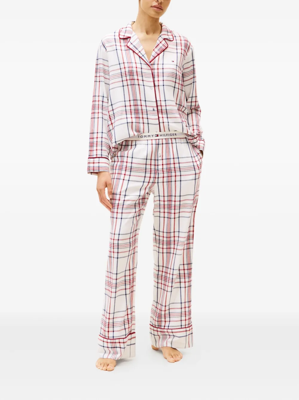 Tommy Hilfiger Plaid-pattern Pyjama Set In White