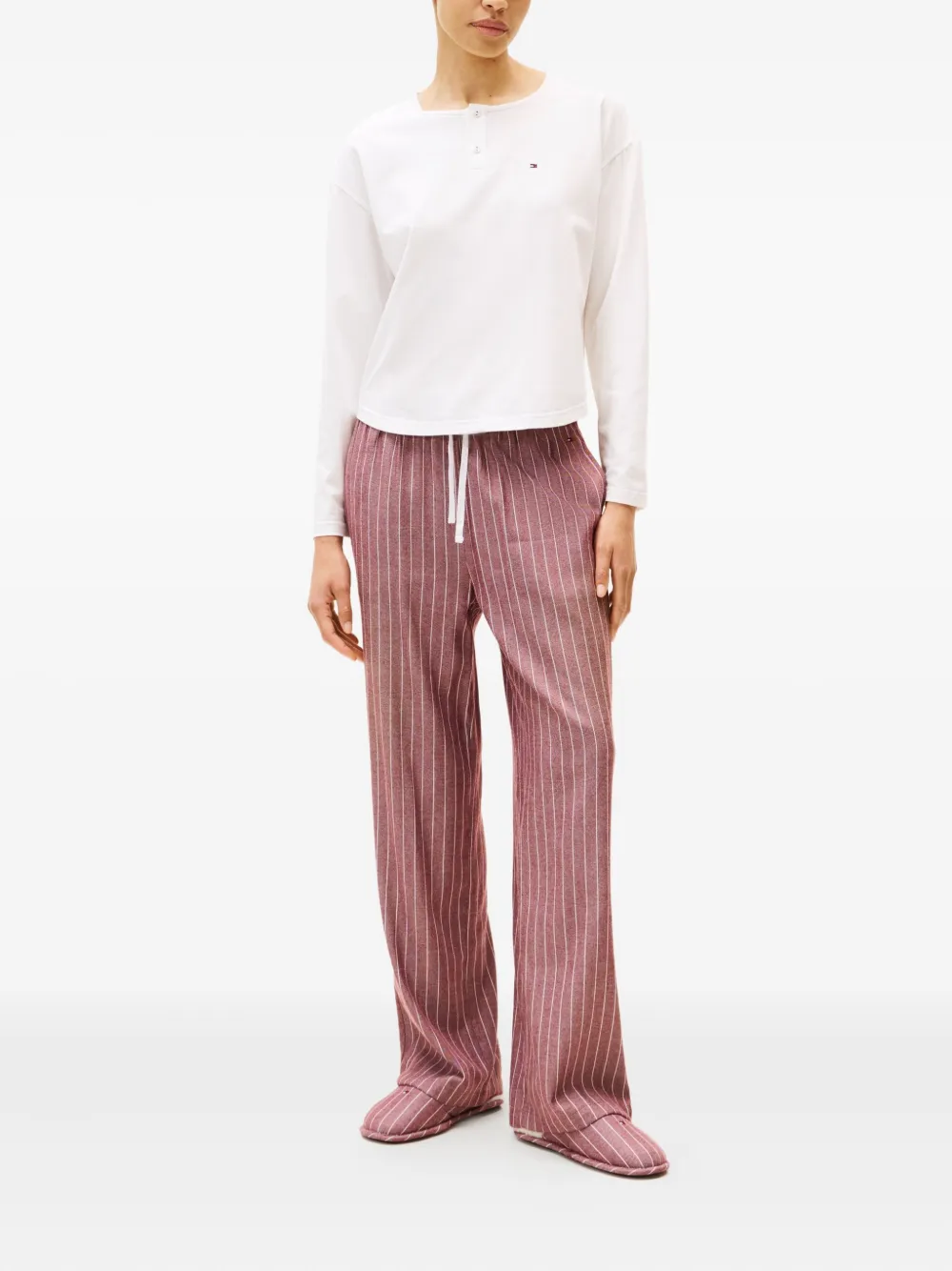 Tommy Hilfiger Button-fastening Striped-trousers Pyjama Set In White