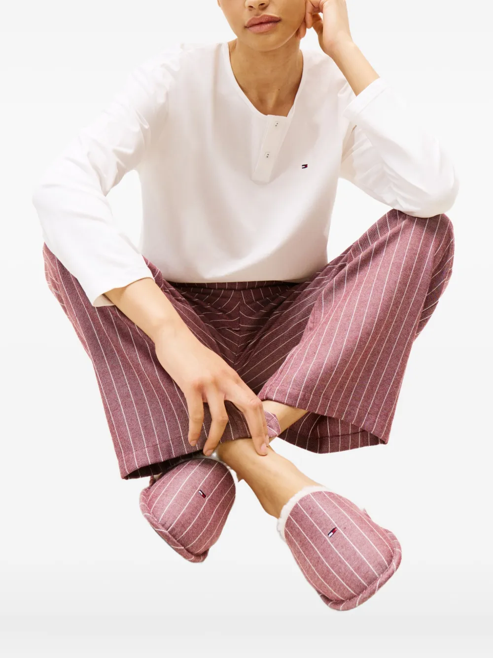 Tommy Hilfiger Button-fastening Striped-trousers Pyjama Set In White