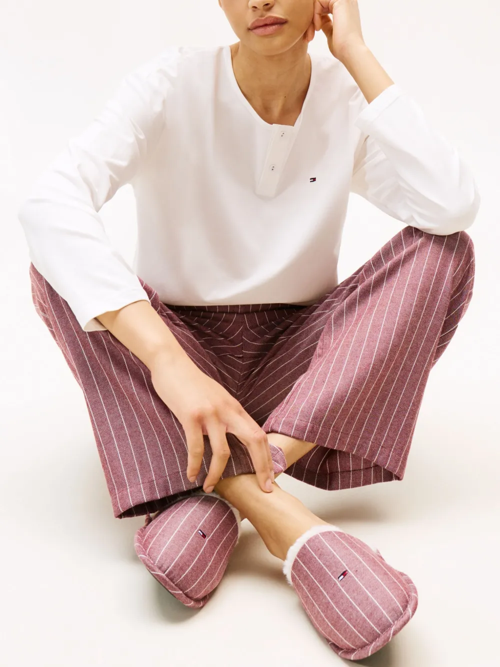 Tommy Hilfiger Gestreepte pyjama met knoopsluiting Wit