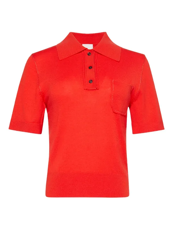 Calvin Klein Button Chest-pocket Polo Top in Red