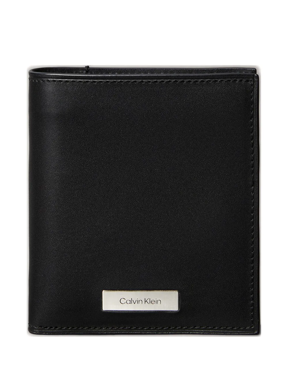 Calvin Klein Logo-plaque Trifold Leather Wallet In Black