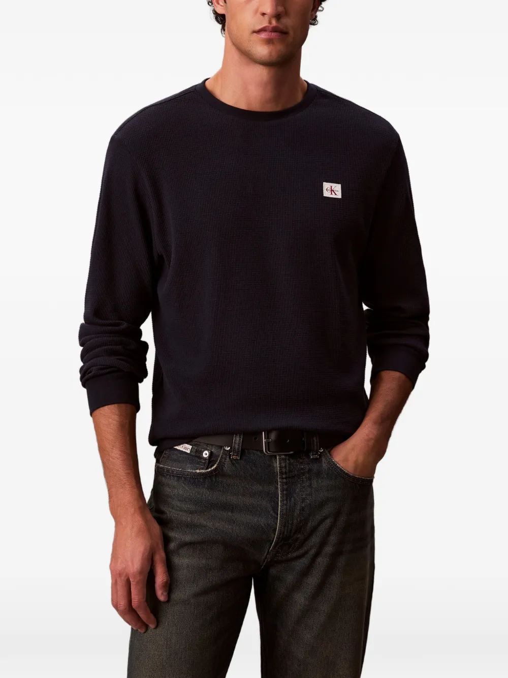 Calvin Klein Sweater met logopatch Zwart